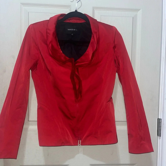 Vintage Lafayette 148 New York Red Blazer Jacket size 2 
Ruffle red - Picture 1 of 5